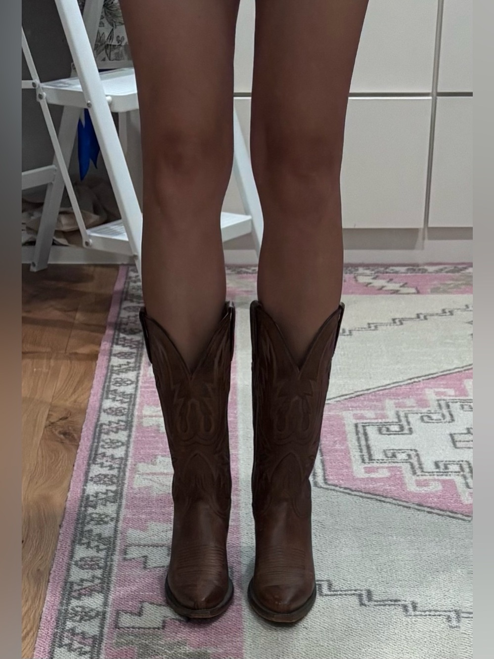 Lucchese Brown Leather Western Heeled Boots